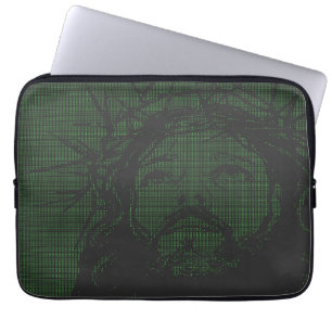 ASCII Art Jesus Dornenkrone Johannes 19:30 Laptopschutzhülle