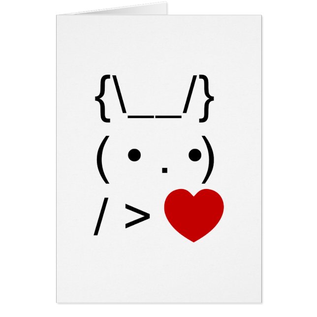 ASCII Text Art Bunny Rabbit Give Heft Card (Vorne)