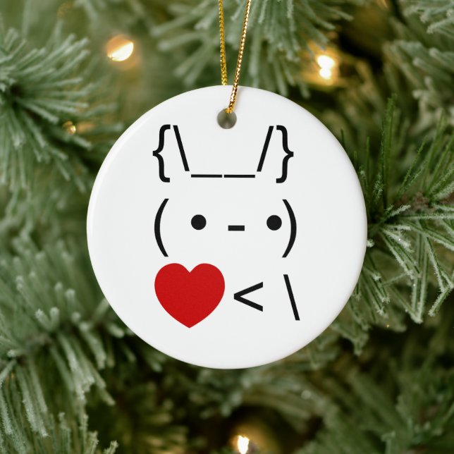 ASCII Text Art Bunny Rabbit Mitnehmen Keramik Ornament (Baum)