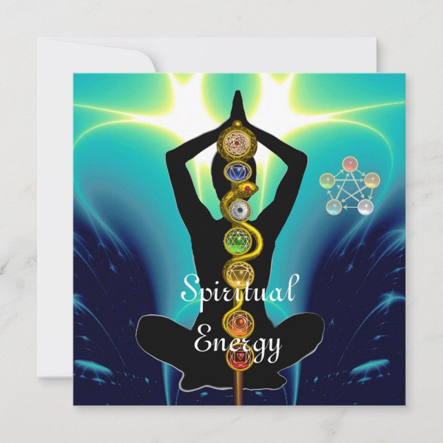 ASCLEPIUS-7-SCHAKRAS, YOGA LOTUS-POSE Blau Einladung (Vorderseite)