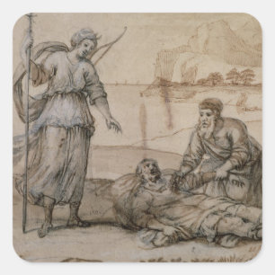 Asclepius, das Hippolytus wieder belebt (Stift u. Quadratischer Aufkleber