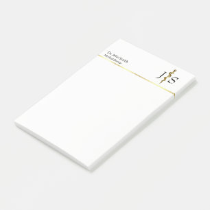 Asclepius-Gold-Klassiker auf weißem medizinischem  Post-it Klebezettel