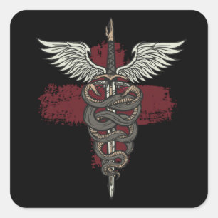 Asclepius griechische Mythologie Medizin Gott Schl Quadratischer Aufkleber