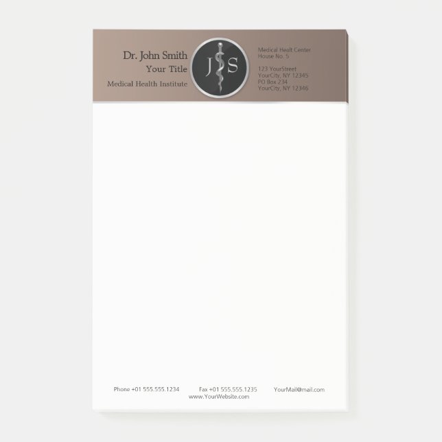 Asclepius Medical Silver Noble Classy Post-it Klebezettel (Vorderseite)