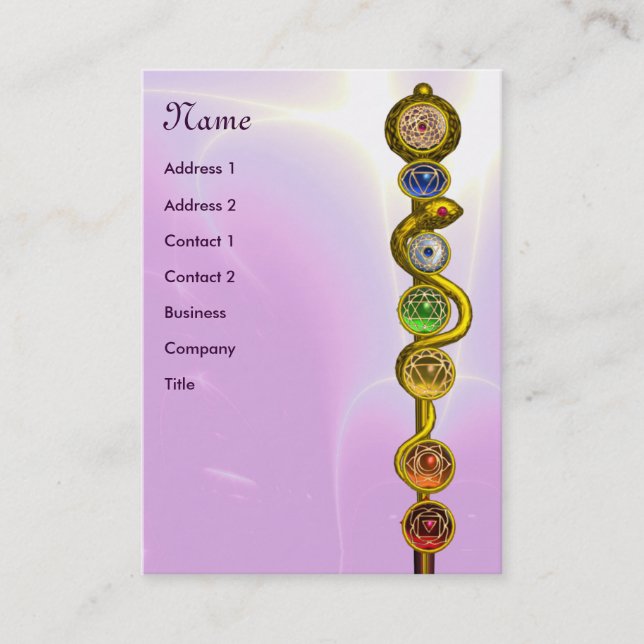 ASCLEPIUSROD,7 SCHAKRAS,JUGENDINSTRUCKER, rosa Visitenkarte (Vorderseite)