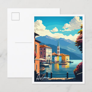 Ascona Schweiz Vintage-Reiseillustration Postkarte