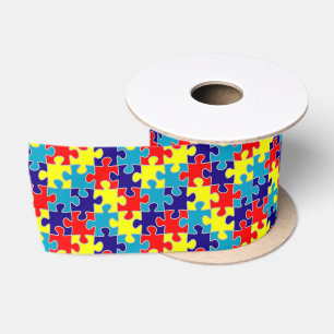 ASD Aspergers Autismus Awareness Puzzle Muster Satinband