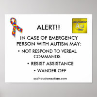ASD Houston Autism "ALERT" Poster