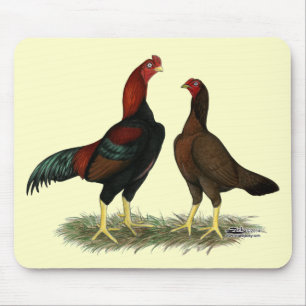 Aseel Black Red Chickens Mousepad