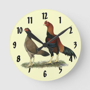 Aseel Weizen-Hühner Runde Wanduhr