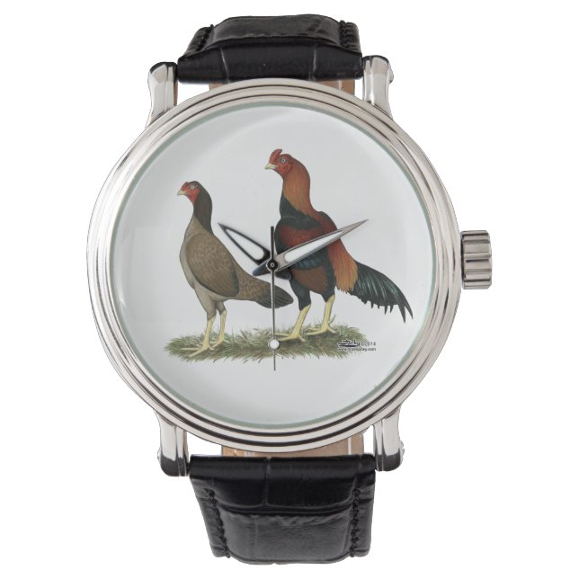 Aseel Wheaten Chickens Armbanduhr (Vorderseite)