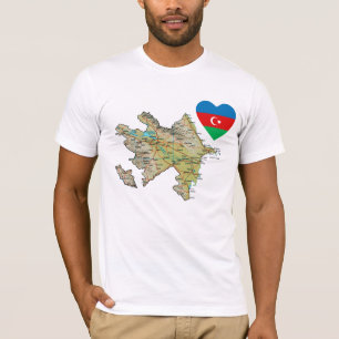 Aserbaidschan Flaggenherz und T - Shirt der Karte