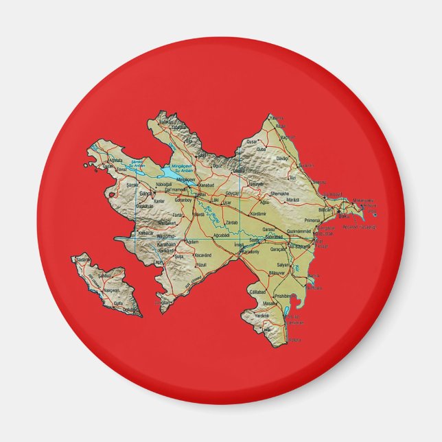Aserbaidschan Map Magnet (Vorne)