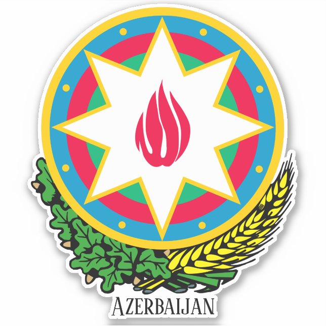 Aserbaidschan National Coat of Arms Patriotic Aufkleber (Vorderseite)