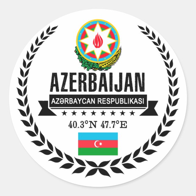 Aserbaidschan Runder Aufkleber (Vorderseite)