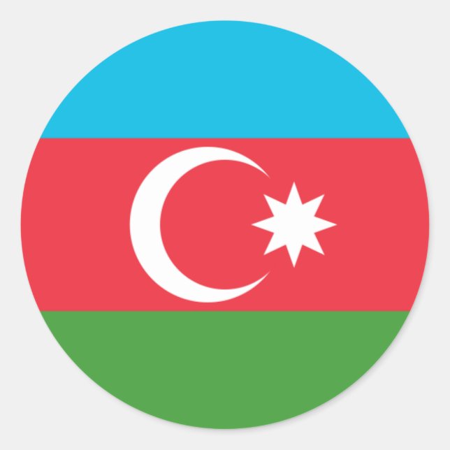 aserbaidschanische Flagge, Flagge Aserbaidschans Runder Aufkleber (Vorderseite)