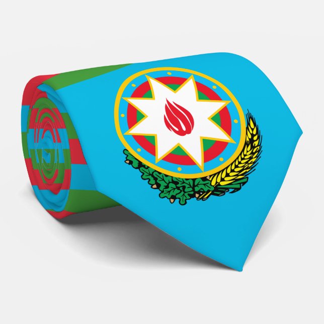 Aserbaidschanische Flagge und NationalEmblem, Aser Krawatte (Gerollt)