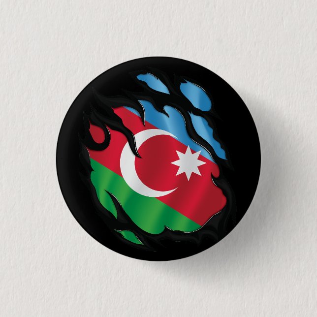 aserbaidschanische zerrissene Flagge Button (Vorderseite)