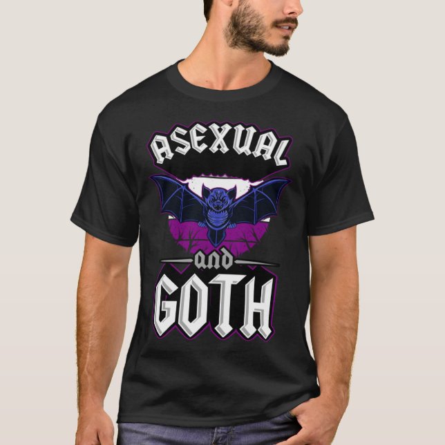 Asexual And Goth Gothic Emo Bat Pride LGBTQ Hallow T-Shirt (Vorderseite)