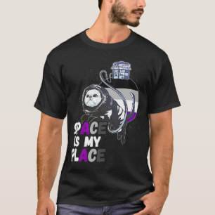 Asexual Astronaut Cat Retro Space Is My Place Ace  T-Shirt