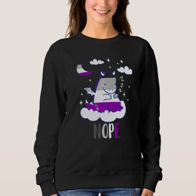 Asexual Cute Dragon Nope Ace Sleep Night LGBQA Ase Sweatshirt (Vorderseite)