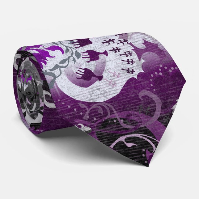 Asexual Dragon Damask - Ace-Pride-Flag-Farben Krawatte (Gerollt)