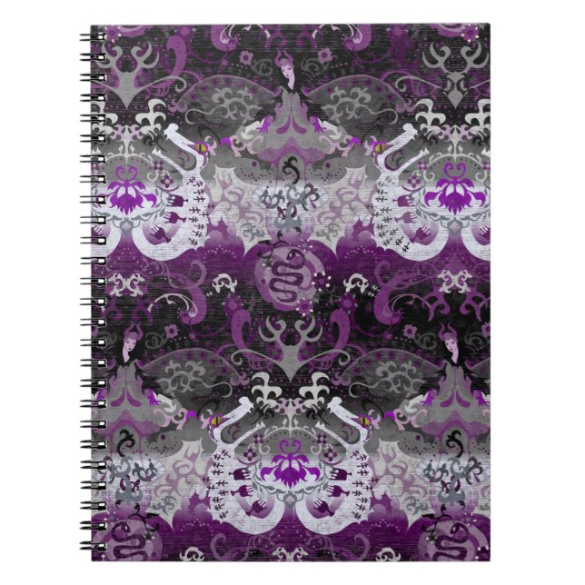 Asexual Dragon Damask - Ace-Pride-Flag-Farben Notizblock (Vorderseite)
