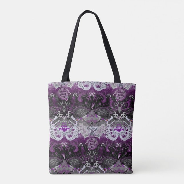 Asexual Dragon Damask - Ace-Pride-Flag-Farben Tasche (Rückseite)