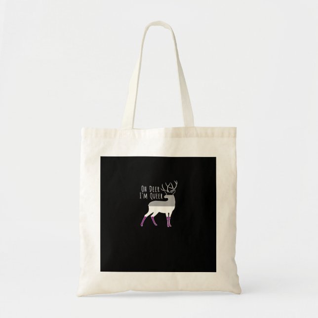 Asexual Flag Oh Deer Queer Pride Funny LGBT Design Tragetasche (Vorne)