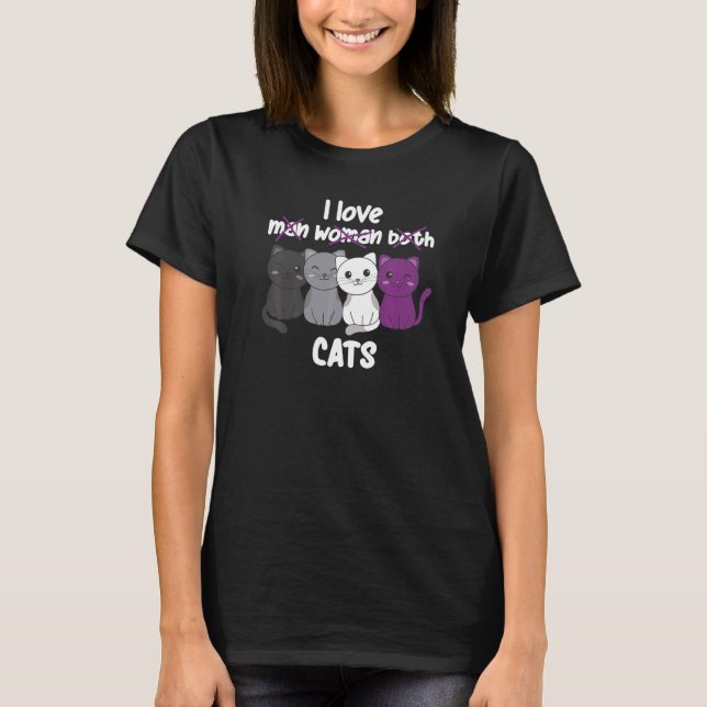 Asexual Flag Pride LGBTQ Cats cute Asexual Cat   T-Shirt (Vorderseite)