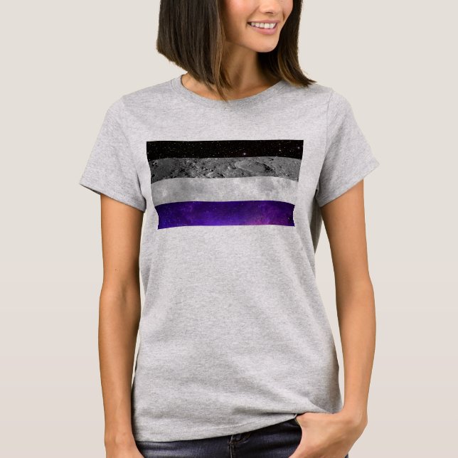 Asexual Flag/Space Ace/Galaxy/Mond/Astronomie T-Shirt (Vorderseite)