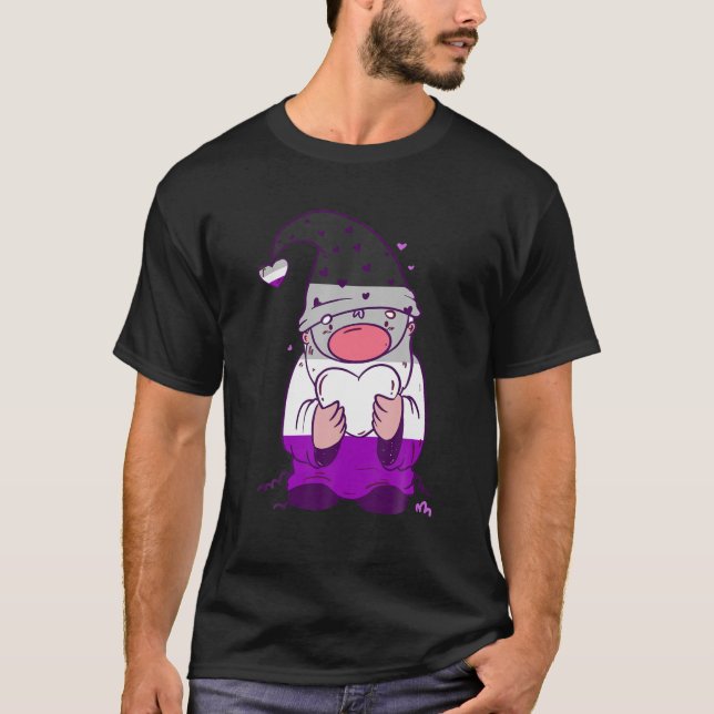 Asexual Gnome Beanie Heart Asexual Flag LGBQA Asex T-Shirt (Vorderseite)