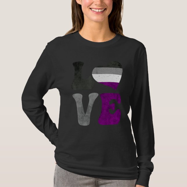 Asexual Pride Ace Flag LOVE Heart LGBTQ T-Shirt (Vorderseite)