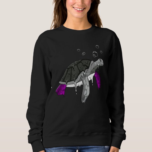 Asexual Pride Ace Flag Sea Turtle Subtle LGBTQ Sweatshirt (Vorderseite)