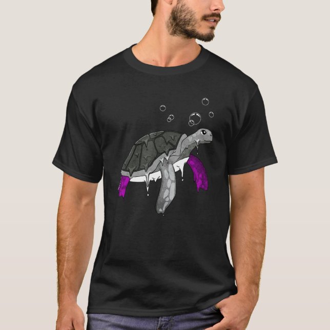 Asexual Pride Ace Flag Sea Turtle Subtle LGBTQ T-Shirt (Vorderseite)