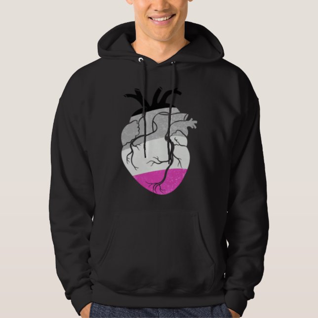 Asexual Pride Heart Flag Hoodie (Vorderseite)