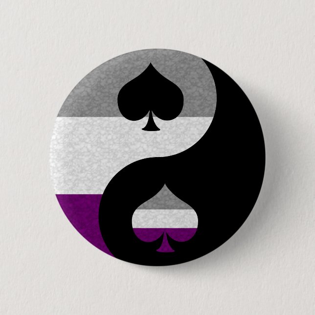 Asexual Pride Yin und Yang-Symbol im Stolperflagge Button (Vorderseite)