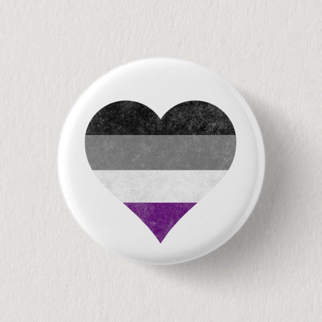 Asexual Prius Regenbogenherz ~ Ace | Demi | Grau B Button (Vorderseite)