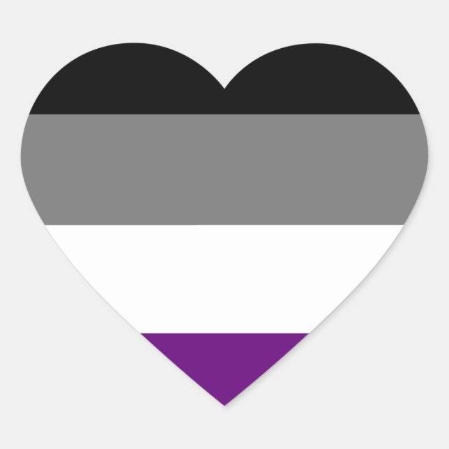 Asexual Prius Regenbogenherz ~ Ace | Demi | Grau Herz-Aufkleber (Vorderseite)