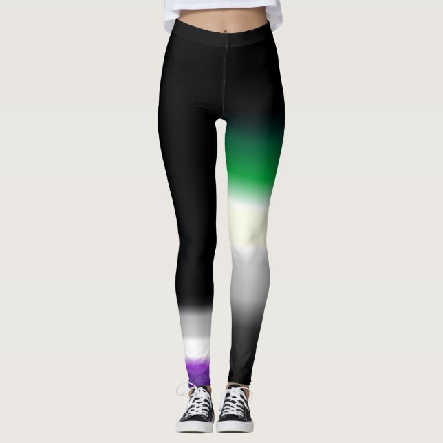 Asexuale aromantic Stolzflagge #2 asymetrischen Leggings (Vorderseite)