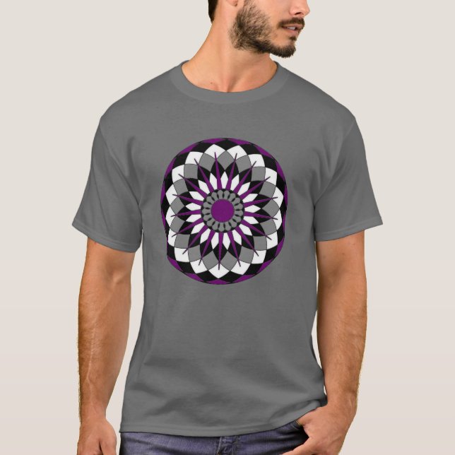 Asexuale Stolz-Flagge färbt Mandala LGBT T-Shirt (Vorderseite)