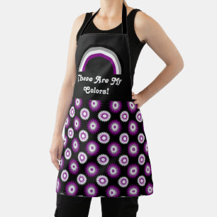 Asexualitäts-Stolzflagge und Regenbogen mit Text / Schürze