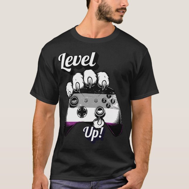 Asexueller Stolz Level Up Tiger Pfoten Controller  T-Shirt (Vorderseite)