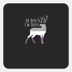 Asexuelles Flagge Oh Hirsch Queer Stolz Lustiges L Quadratischer Aufkleber