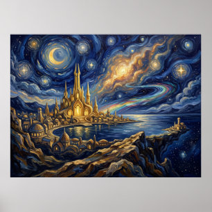 Asgard Sternennacht Marvel Comic Landschaft Poster