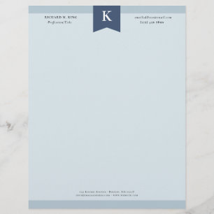 Ash Blue EleganBold Monogram Contact Info Briefbogen