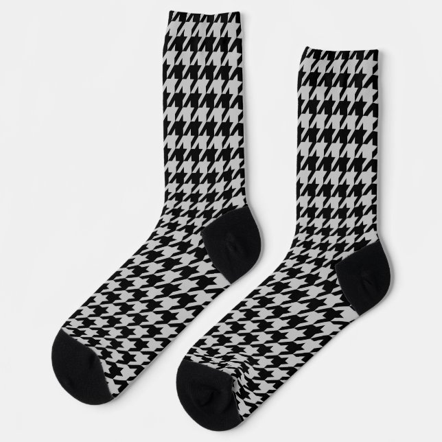 Ash Gray Black Hahnentrittmuster Karo Socken (Linkes Detail)