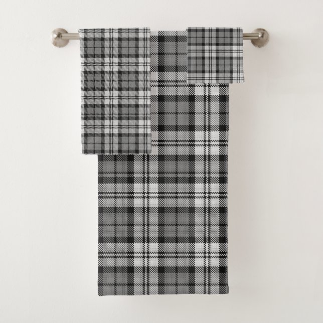 Ash Gray Blackwatch Campbell Tartan Kariert Badhandtuch Set (Insitu)