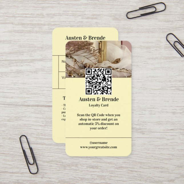 Ash Gray Brown Loyalty Card - Foto-Centric Visitenkarte (Vorderseite/Rückseite Beispiel)