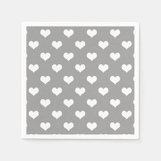 Ash Gray Liebe Herzdesign Serviette (Vorderseite)